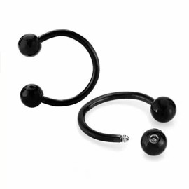 Unbranded PAIR 16G Black Horseshoe Circular Hoop Snake Bite Piercing Ring Nipplerings - 5/16" (8mm)