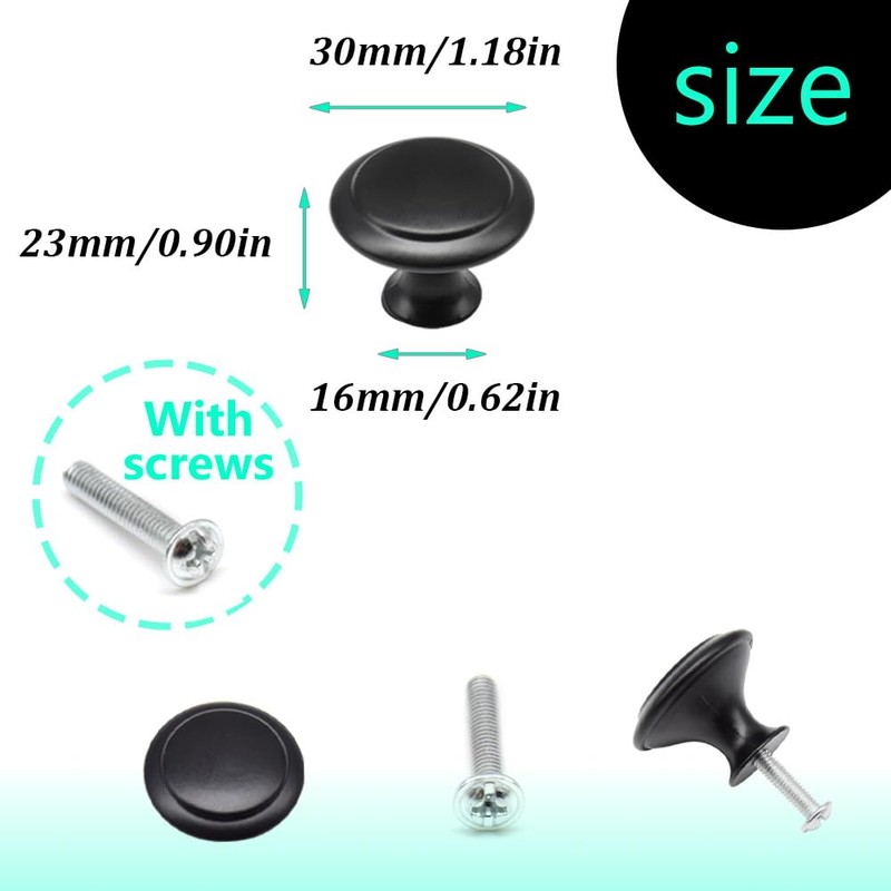 Ruidee 12 PCS Round Mushroom Shape Metal Pull Handle Knobs