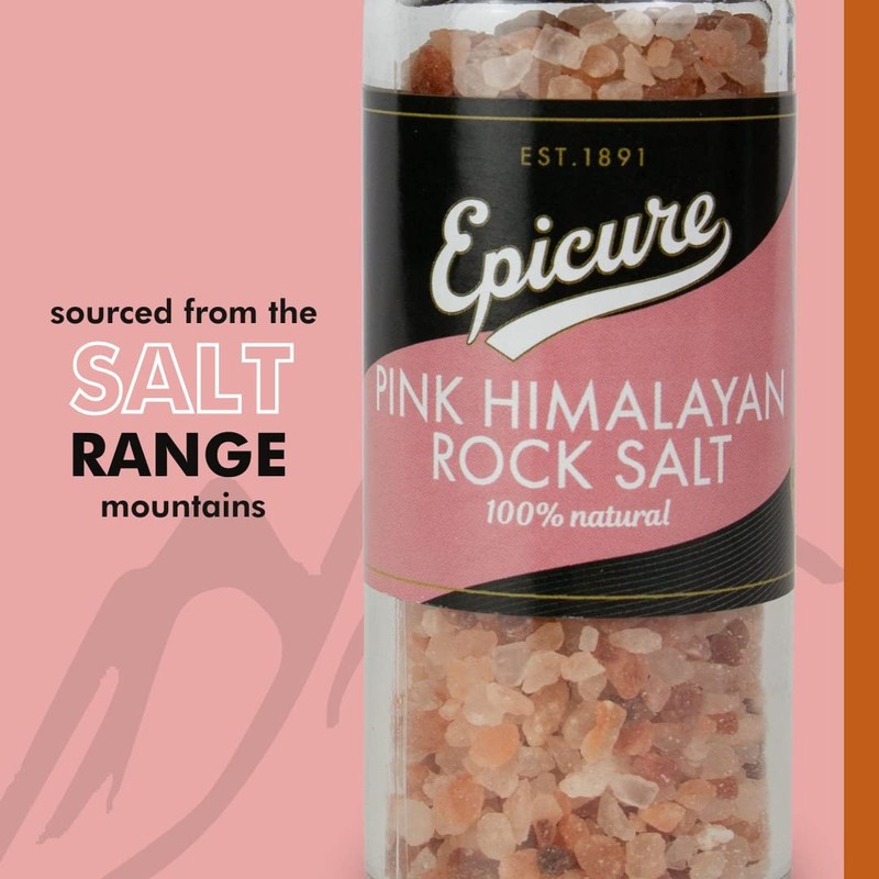 Epicure Pink Himalayan Rock Salt, Freshly Ground Seasoning Grinders, 320
