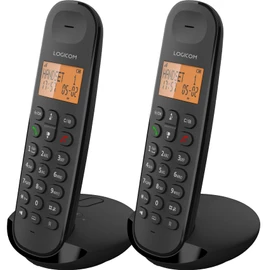 Logicom Iloa 255T Cordless Landline Telephone with Answering Machine - Duo - Analog and DECT Phones - Black