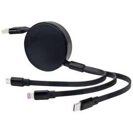 BoxWave Cable Compatible with Trezor Safe 5 - AllCharge PD miniSync (100W), Retractable High-Speed Charging Portable USB Cable - Jet Black