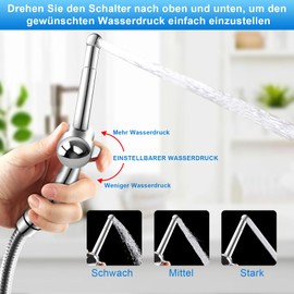 Llizuia Improved Bidet Hand Shower Set for Toilet with Adjustable Water Pressure Function, with G1/2 Inch & G3/8 Inch Three-Way Switching Valves, Bidet Insert for Toilet, for Toilet Personal Hygiene