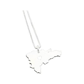 Dominican Republic necklace sterling silver Dominican Republic country necklace with heart comes with Box style chain