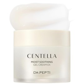 dr.pepti Centella Soothing Gel Cream EX, 10-Form Hyaluronic Acid, 2.37 oz | Ten forms of hyaluronic acid, Soothing Cooler Ex botanical complex, 6 peptides, niacinamide. Fresh herb scent