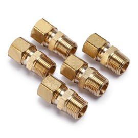 LTWFITTING Brass 1/2-Inch OD x 3/8-Inch Male NPT Compression Connector Fitting(Pack of 5)
