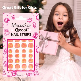 MelodySusie Qcoat Fully Cured Gel Nail Strips for Kids (Adorable Kitty Paws) - UV Free Nail Polish Strips, Long Lasting Gel Nail Stickers, Includes 40 Nail Wraps, 2 Prep Pads, and Nail File