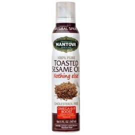 Mantova Toasted Sesame Oil, 100% Pure Cooking Spray with Omegas, perfect for grilling, baking, or seasoning for cooking, our oil dispenser bottle lets you spray, drip, or stream with no waste, 5 oz