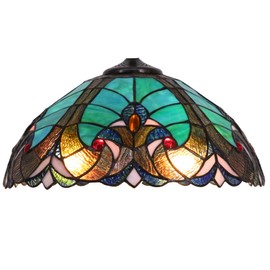 Tiffany Stained Glass Lampshade Replacement Only Blue Lampshade Desk Lamp Floor Lamp Pendant Lamp Home Office Decoration Lamp W16H8 Inch Suitable For Living Room, Bedroom, Study, Dining Room