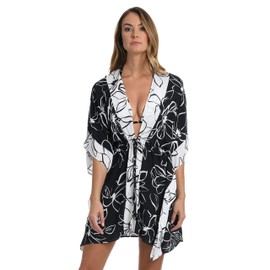La Blanca Kimono Cover-up, Black//Moonlit Silhouette, X-Large