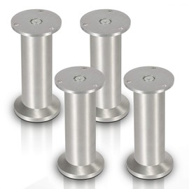 Lospitch Set of 4 Aluminium Furniture Feet, Height 200 mm, Load Capacity up to 250 kg, Round Cabinet Feet, Table Foot, Sofa Foot, Furniture Legs, for Furniture, Kitchen Cabinets, Height Adjustable 15