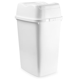 Superio Office Trash Can with Lid 9 Gallon Slim Kitchen Garbage Can Swing Top Lidded Waste Bin Plastic 35 L (White)