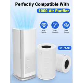 Ecofort 1000 Replacement Filters Compatible with Air Doctor 1000 Air Purifier, 2-Pack Integrated Filters with High-Efficiency Filter, Activated Carbon, and Pre-Filter - Compare to ADF1001 & ADF1002