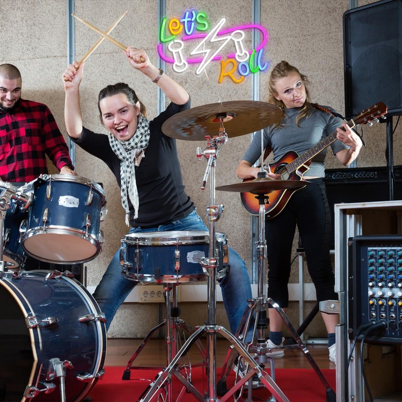 BNEMCEZH Let’s Roll Neon Sign Dimmable LED Skateboard Sign Light