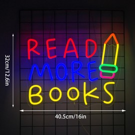 Read More Books Neon Sign Classroom Decor Cool Kids Read Books Be Kind Reading Corner for Kidsfor Wall Decor LED Light Library Book Club Christmas Gift for Kids & Teens