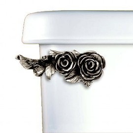 Functional Fine Art Roses Toilet Flush Front Tank Mount Lever Handle Satin Pewter Finish