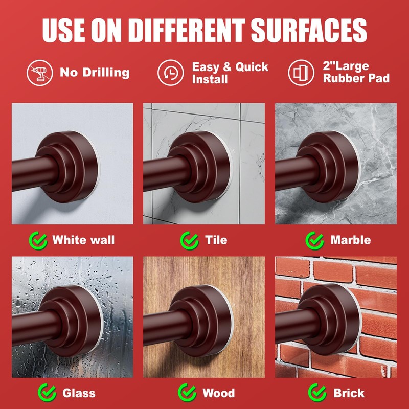 Ausemku Shower Curtain Rod Tension - 26-76 Inch Never Rust