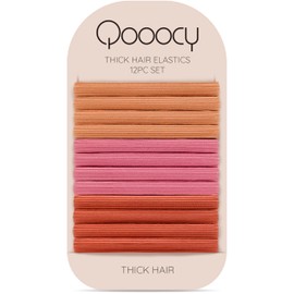 Qooocy 8MM No-Slip Women Hair Ties for Thick & Curly Hair, 12 Pcs, Flamingos