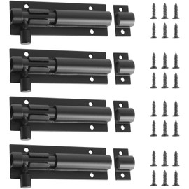 4 PCS Barrel Bolt Latch Black Slide Bolt Latch 3 Inch Door Slide Lock Latch Aluminum Alloy Door Latch Lock Security Door Lock Slide Latch for Home Yard Garden (Include Screws)