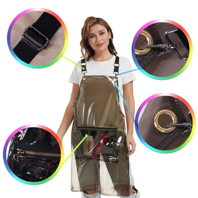 MIKI WELL Hair Stylist Apron with pocket - Waterproof Transparent