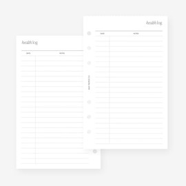 Franklin Covey Compact Health Log Planner Insert Agenda Refill for FC Compact 6 Hole Ringed Binders 4.25 x 6.75