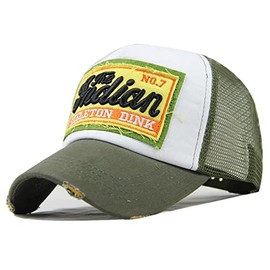 Sporty Trucker Mesh Baseball Cap Indian Distressed Snapback Vintage Used Look Retro Summer, Green