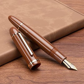 Jinhao X159 Pluma estilográfica 8 Punta fina, café con clip dorado, acrílico, gran tamaño                                                             