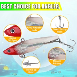 Soft VIB Fishing Lure for Bass Bionic Lead Swim Shad Lure,5PCS Soft Plastic Swimbaits with Paddle Tail Artificial Soft Lure 3D Print Leader Long Casting Fish with Treble Hook Vibra Lure 9cm