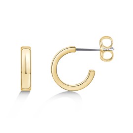 Limerencia Hypoallergenic G23 Pure Titanium Post Thin Square Edge Open Hoop | F136 Imlant Grade Womens Dainty Hoop Earrings | Lightweight for Sensitive Ears (8 mm, Gold)