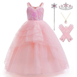LIN&BABAY Good Witch Glinda - Vestido de disfraz para niñas (5-6 años)
