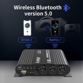 Fasizi LP-838USB Bluetooth 5.0 Amplifier 2.1 3 Channels Support Super Bass Music Playback without Data Loss USB with Remote Control Digital Amplifier with 3A Power Supply