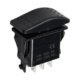 Mizoneparts 6 Pin Rocker Switch VLD2S00B-AZC00-000 ON-Off-ON Rocker Switch, DPDT 20A 12V DC