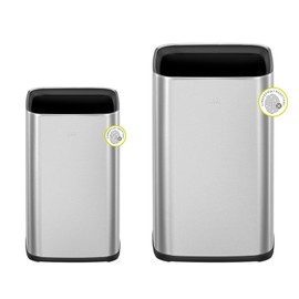 EKO 2-Pack Open Top Trash Can with Removable Inner Basket, Square Small Garbage Can, 1.8 + 3.2 Gallon Wastebasket Combo for Kitchen, Bathroom, Office, Home (Stainless Steel)