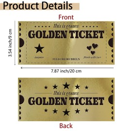 PLIGREAT 5 Sets Golden Ticket with Envelope, Double Printed Scratch Off Cards 7.87"x3.54" Surprise Gift Reveal DIY Coupon Cards for Birthday, Holiday, Voucher Raffle Gift, Party Supplies, Pentagram