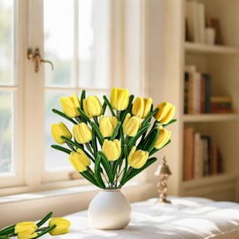 300Pcs Pipe Cleaner Craft Yellow Tulips Chenille Stems for Flower Pipe Cleaners Kit Art Craft Supplies Projects Supplies for Creative DIY Decoration Wedding Party Birthday Gifts