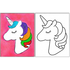Indigo Art Studio Pre Drawn Canvas Painting for Adults Kids Couples | 4-40 PACK Discounted Bundle Art Activity | Unicorn Coloring #4 | DIY Birthday Gift & Paint Party Favor (11x14 Inches)