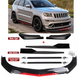 Unbranded For Jeep Grand Cherokee Front Rear Bumper Lip Spoiler Splitter Side Skirt Glossy