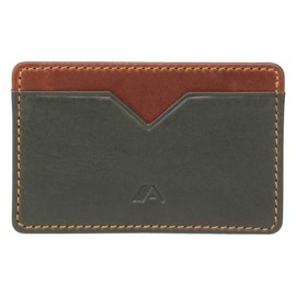 A-SLIM Nano Yaiba - Minimalist Leather Card Holder [6 Card Capacity], Green/Tan (Green) - ., Green/Light Brown, Minimalist