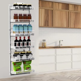 6-Tier Over the Door Pantry Organizer Carbon Steel 110LBS Easy Install Door Storage Rack for Kitchen StorageColor: White Color