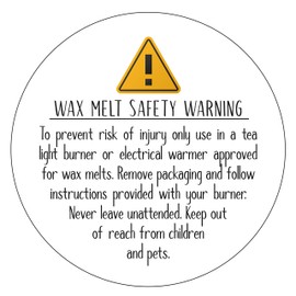 35mm Round Wax Melt Warning Stickers/Labels (Pack of 100, White)