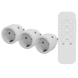 UNITEC radio remote switch set, radio sockets, 3 sockets + 1 remote control, white, mini