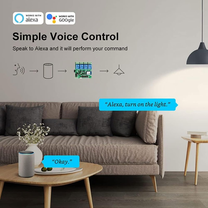 Otcboimo Smart WiFi Wireless Relay Switch Module, Tuya 4CH AC/DC