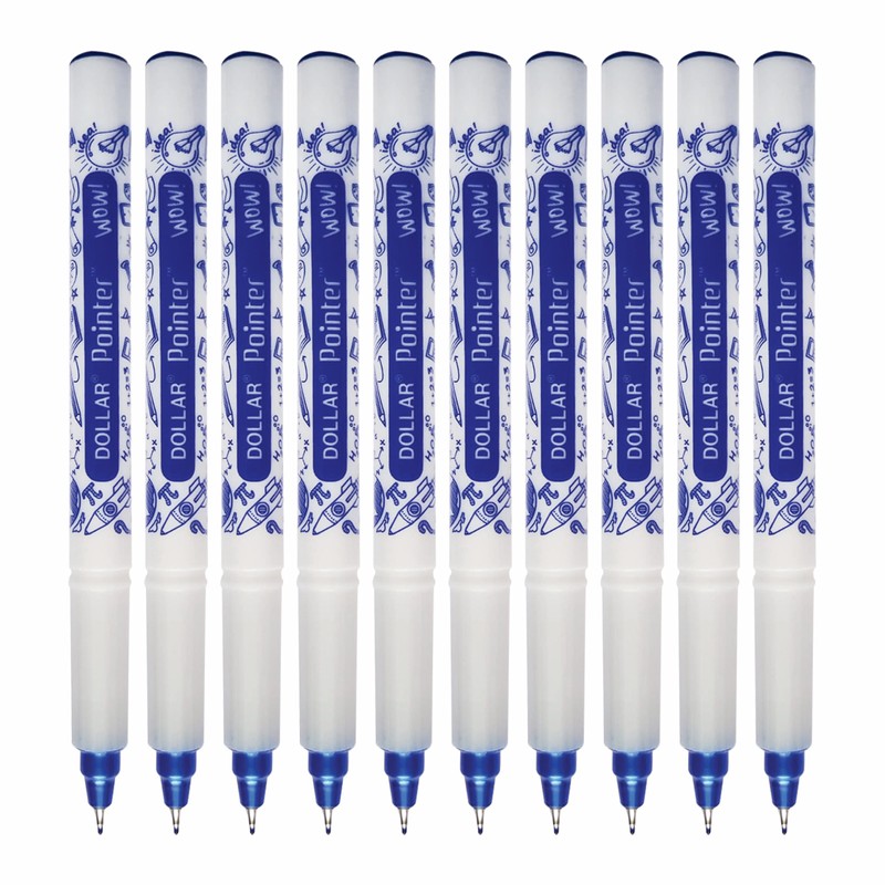 Dollar Wow Fineliner Pens, BLUE, Fine Tip (0.3mm), Pack of
