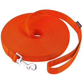 AmaGood Dog/Puppy Obedience Recall Training Agility Lead-15 ft 20 ft 30 ft 50 ft Long Leash-for Dog Training,Tie Out,Play,Safety,Camping (50feet, Orange)