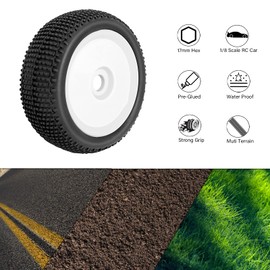 RC Station 1/8 Scale buggy wheels tires 17mm Hex RC wheels and tires for Arrma Typhon Talion Senton 3s 6s Tires Wheels Losi 8IGHT Tires Wheels Team Associated tires HPI,Preglued