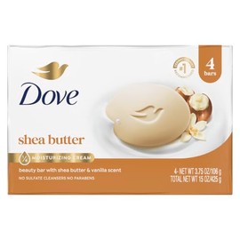 Dove Barra de Belleza con Mantequilla de Karité, 4 Barras Hidratantes para Piel Suave