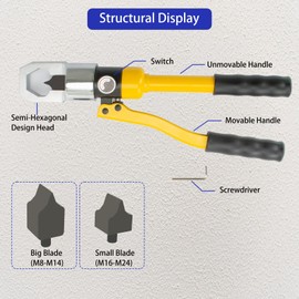 sliyxtwio Hydraulic Nut Splitter Tool, Max 10t Force Suitable for Breaking & Removing Damaged Rusty Broken Heavy Duty Nut (Range: M8-M24) Independently in Hand-Power