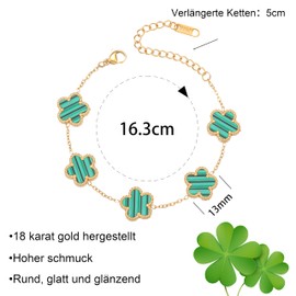 FUNIO Clover Leaf Bracelet for Women - 18 Carat Gold Bracelet Bangle Lucky Bracelet Jewellery Gift for Women, Stainless Steel, No Gemstone