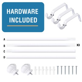 H.VERSAILTEX Curtain Rods for Windows 16.2 to 90.6 Inch, Curtain Rod 3/4" Diameter, Heavy Duty Splicing Curtain Rods for Living Room, Adjustable Long Curtain Rod with Telescopic Rods, White