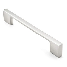 Cauldham 10 Pack Solid Kitchen Cabinet Pulls Handles (5" Hole Centers) - Modern Thin Profile Drawer/Door Hardware - Style M255 - Satin Nickel