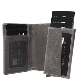 Solo Pelle Leather Wallet with Removable Card Holder for 15 Cards + Banknotes and XL Coin Compartment | Credit Card Holder with RFID Magic Q Wallet, stone grey, Wallet with removable card holder